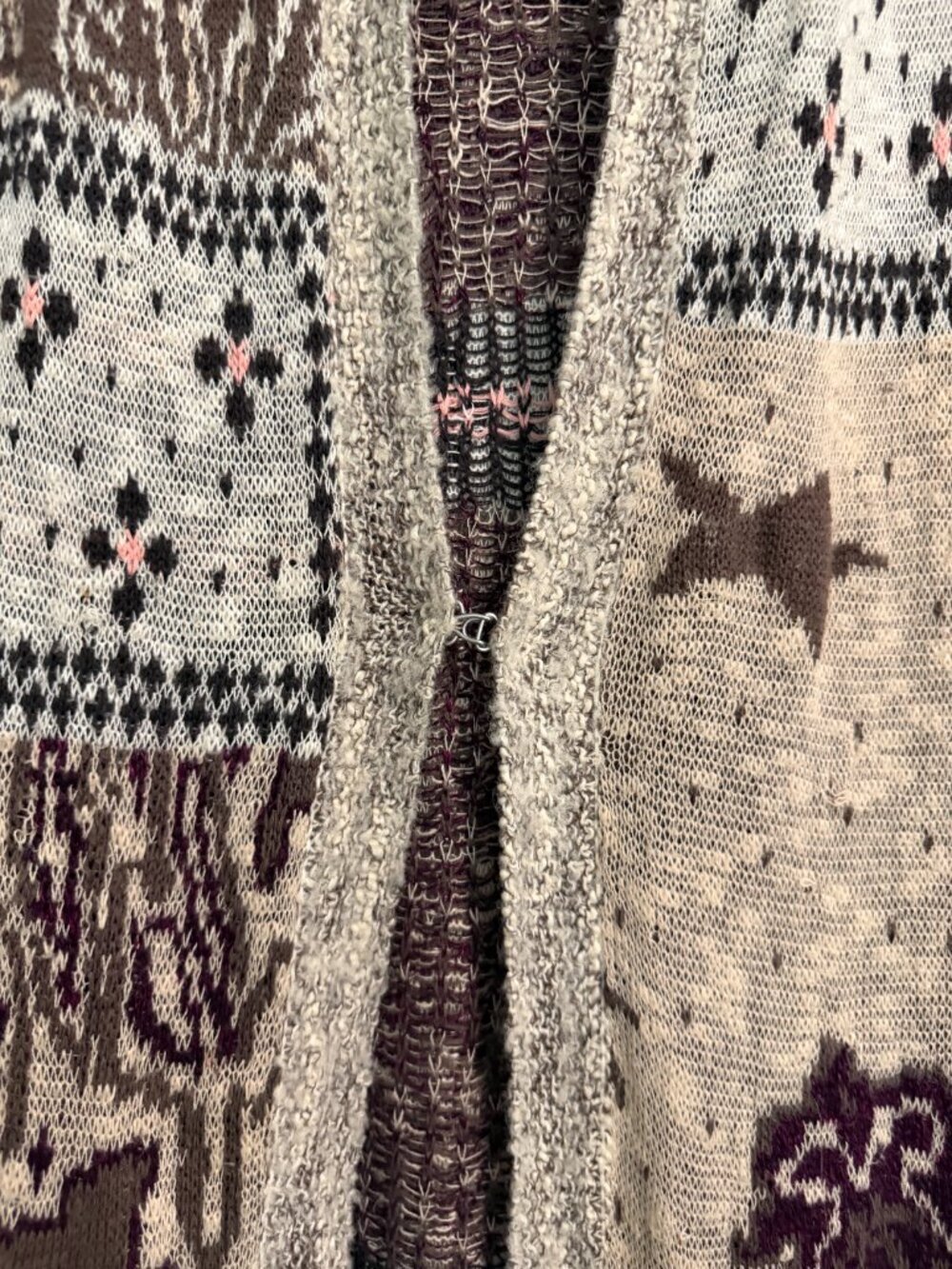 FREE PEOPLE Mixed Media Longline Cardigan Sweater Duster Hooded Size Medium - Picture 4 of 13